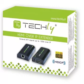 Techly papildomas imtuvas stiprintuvui / skirstytuvui HDMI per IP IDATA EXTIP-373R