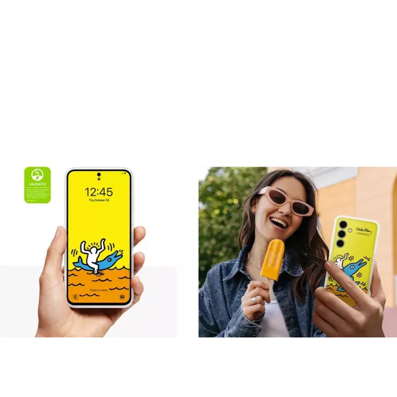 „Samsung Keith Haring Flipsuit“ dėklas S24 FE, geltonas