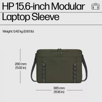 HP 15,6 col. modulinis nešiojamojo kompiuterio dėklas, Dėklas-įmautė, 39,6 cm (15,6 col.), 420 g