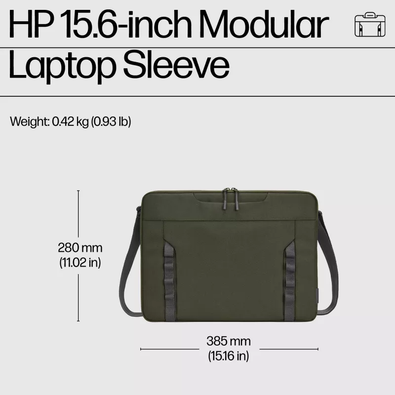 HP 15,6 col. modulinis nešiojamojo kompiuterio dėklas, Dėklas-įmautė, 39,6 cm (15,6 col.), 420 g