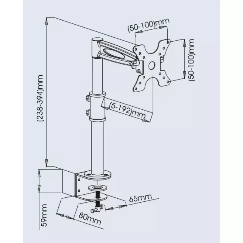 Techly 13-27 colių stalinis stovas monitoriui, vidurinė rankena, pakreipiama ICA-LCD 501BK