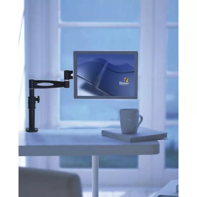 Techly 13-27 colių stalinis stovas monitoriui, vidurinė rankena, pakreipiama ICA-LCD 501BK