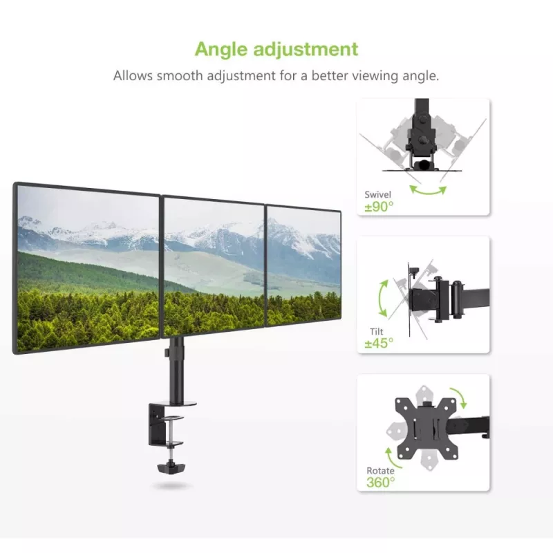 Techly 13-24 colių stalinis stovas 3 monitoriams su terminalu ICA-LCD 482-T