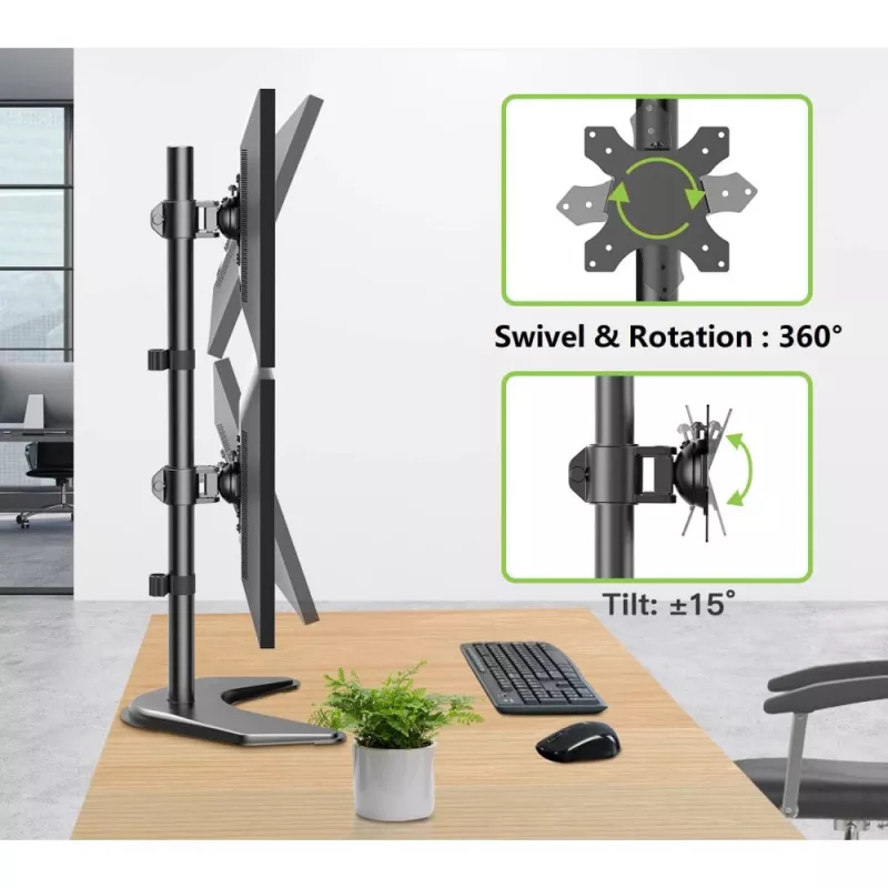 Techly ICA-LCD 2520V monitoriaus laikiklis / stovas 68,6 cm (27 colių) Stalinis Juodas