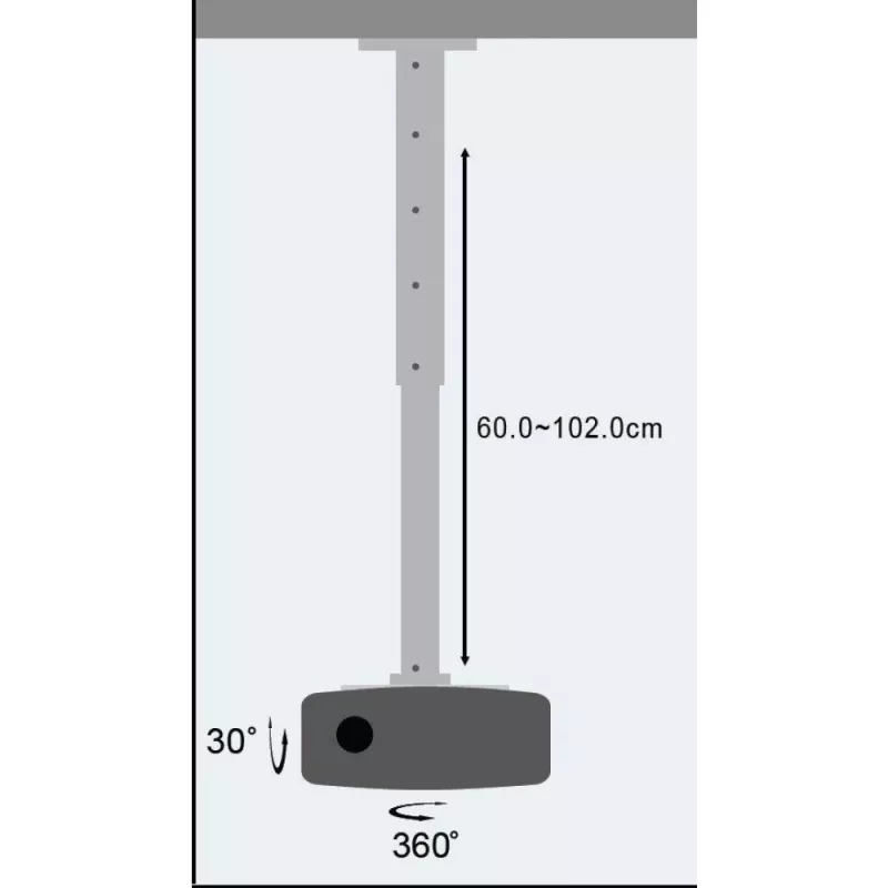 Techly Projektoriaus Lubinio Laikiklio Prailginimas 60-102 cm Sidabrinis ICA-PM 102XL