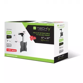 Techly sulankstomas įtraukiamas lubinis laikiklis televizoriui LED / LCD 17 colių – 37 colių juodas
