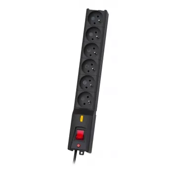 Apsauga nuo viršįtampių lestar LX 610 G-A — 6 kintamosios srovės lizdai, IEC 320, 1,5 m laidas, 155 J, 230 V, juoda