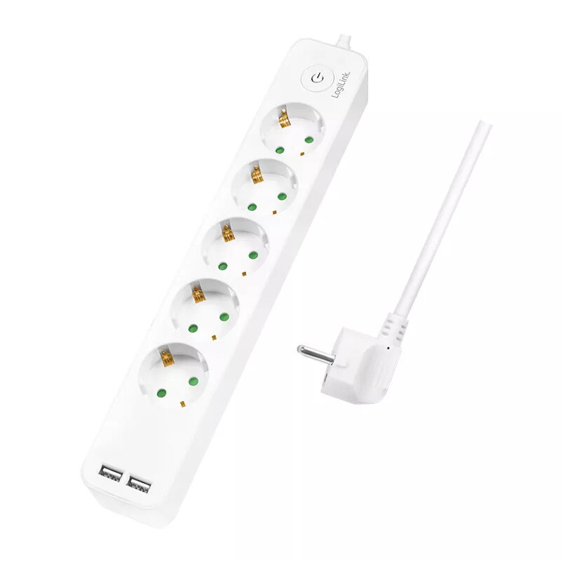 Power Extension LogiLink LPS249U 1.5m 5 AC Outlets Indoor White