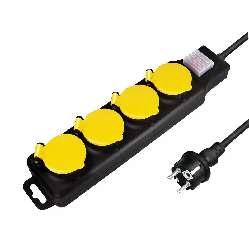 Maitinimo ilgintuvas LogiLink LPS254 1,5 m 4 AC lizdai lauko juodas geltonas