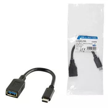 USB laidas LogiLink USB C - USB A 0,15 m CU0098 juodas