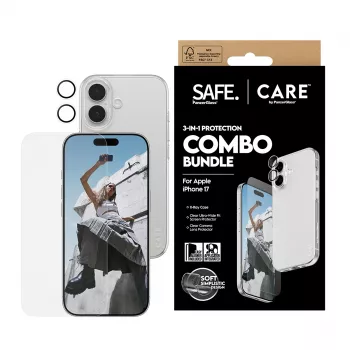 PanzerGlass 3-in-1 Combo Bundle for iPhone 17 — ekrano apsauga, kameros objektyvo apsauga ir dėklas