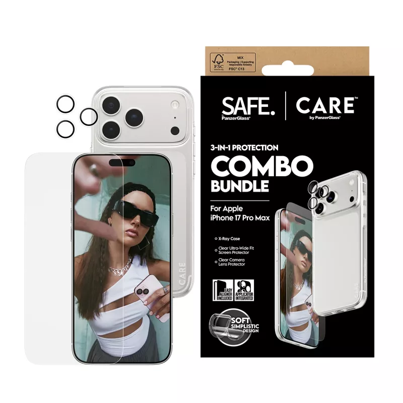 Ekrano apsaugos, dėklo ir kameros lęšių apsaugos rinkinys PanzerGlass, skirtas iPhone 17 Pro Max CR60725