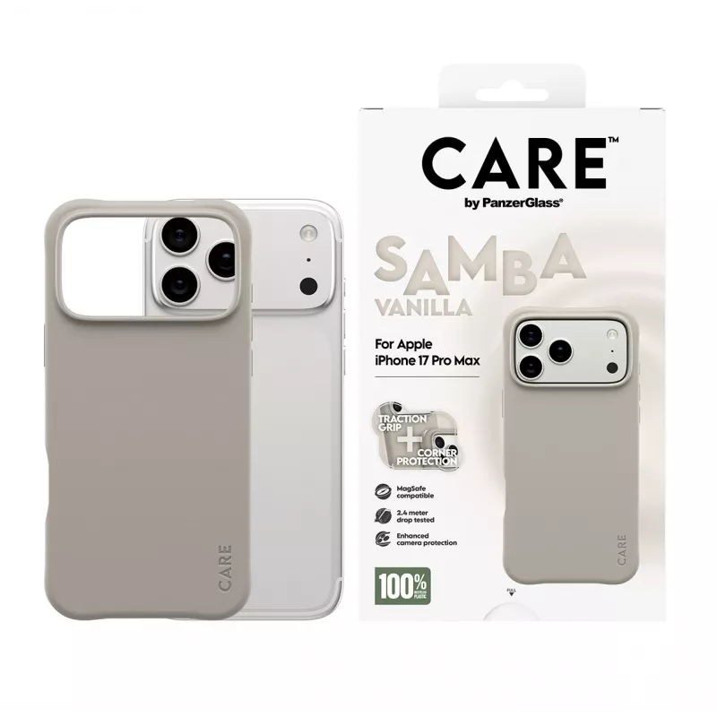 Dėklas PanzerGlass CARE by Fashionable Case Samba Vanilla su MagSafe, skirtas iPhone 17 Pro Max