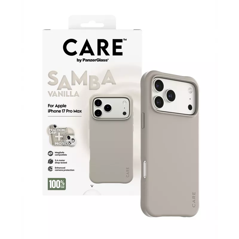 Dėklas PanzerGlass CARE by Fashionable Case Samba Vanilla su MagSafe, skirtas iPhone 17 Pro Max