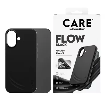 Apsauginis dėklas PanzerGlass CARE Feature FLOW Case Juoda su MagSafe, skirtas iPhone 17
