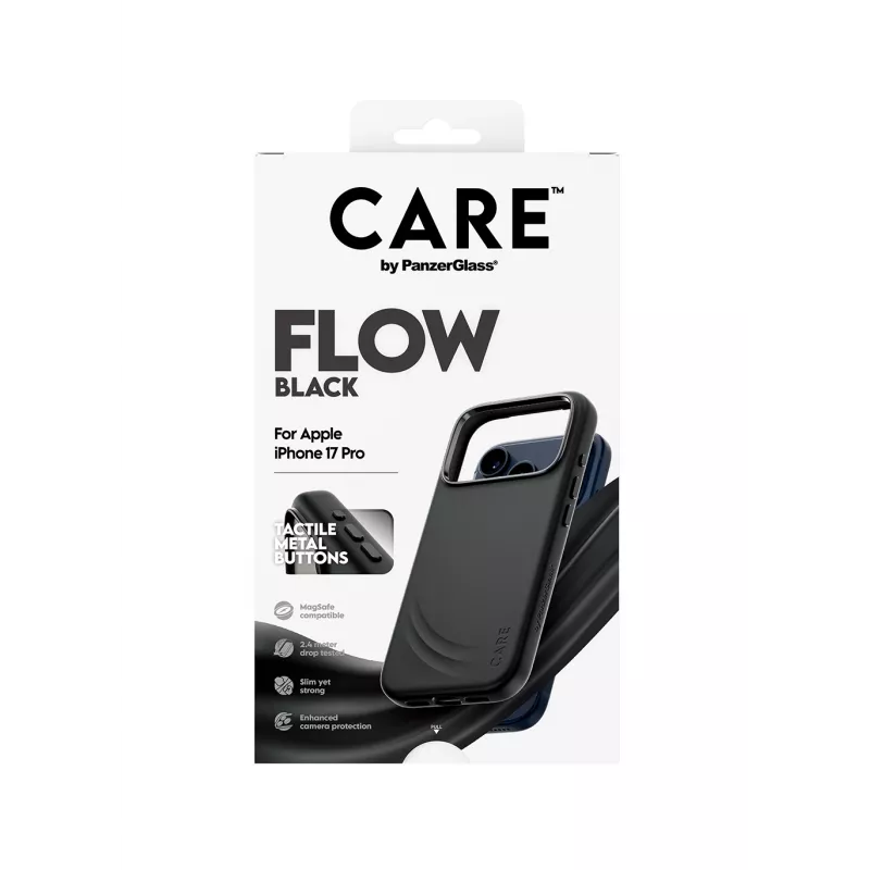 Apsauginis dėklas PanzerGlass CARE by Feature FLOW Case Juoda su MagSafe, skirtas iPhone 17 Pro