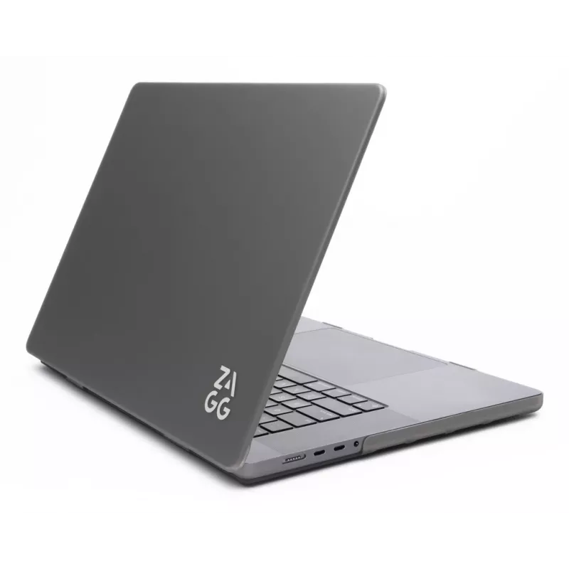 Kietas dėklas Zagg, skirtas MacBook Pro 14 M3/M2/M1 – dūminės apdailos, užsegamas apsauginis apvalkalas