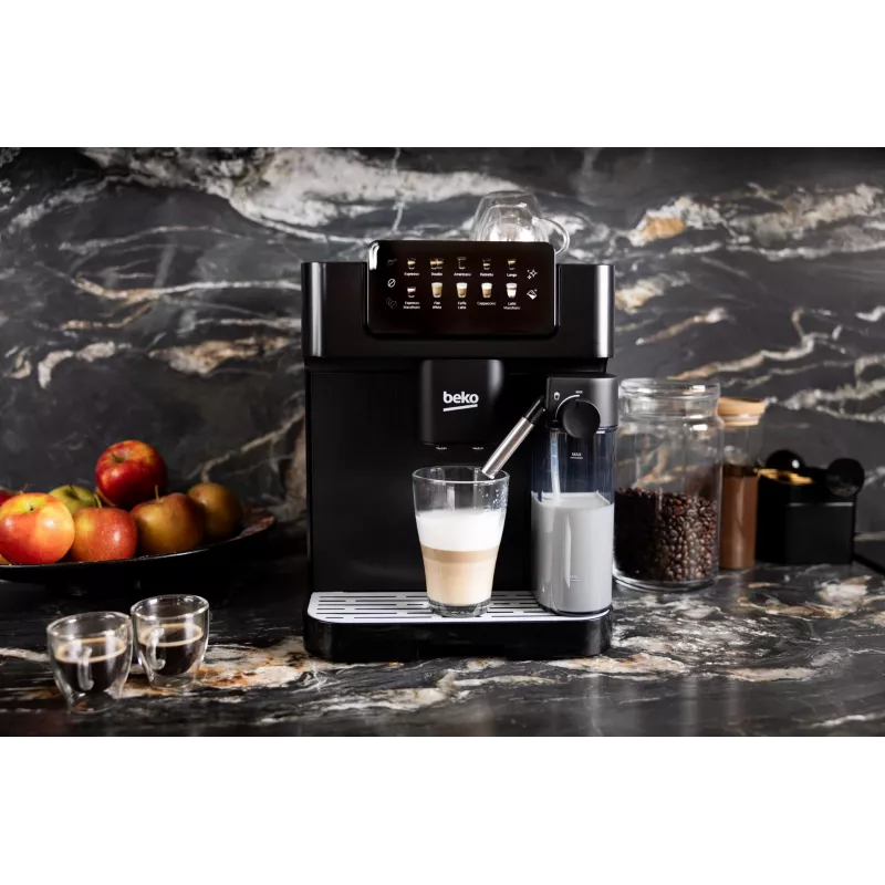 Beko CEG7304B CaffeExperto Kavos aparatas su pieno putotoju, Espreso aparatas, 2 L, Kavos pupelės, Įmontuotas malūnėlis, 1350 W, Juoda, Sidabrinė