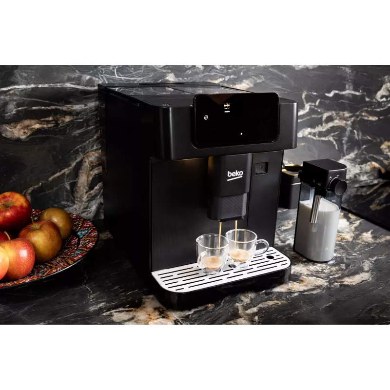 Beko CEG7304B CaffeExperto Kavos aparatas su pieno putotoju, Espreso aparatas, 2 L, Kavos pupelės, Įmontuotas malūnėlis, 1350 W, Juoda, Sidabrinė