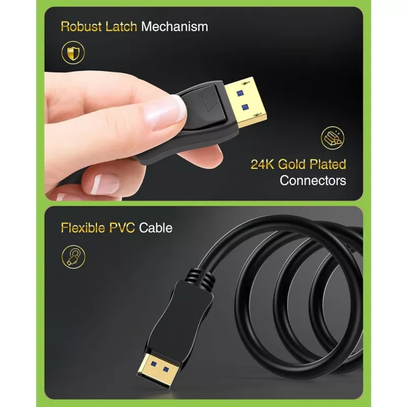 DisplayPort kabelis Techly ICOC-DSP-A21-020 2 m Juoda