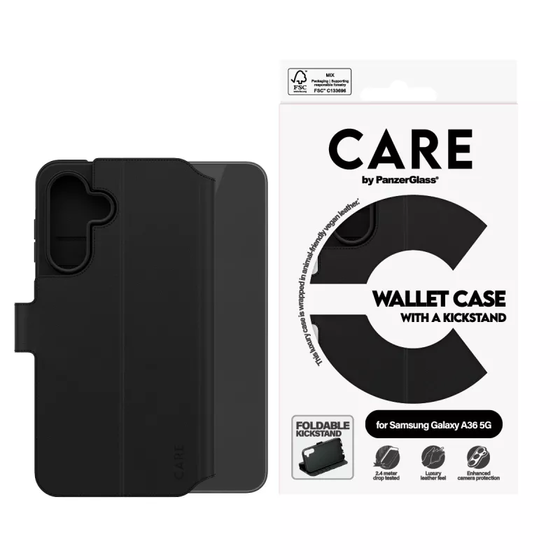 PanzerGlass CARE™ by ® Piniginės tipo dėklas su atramine kojele Samsung Galaxy A36 5G
