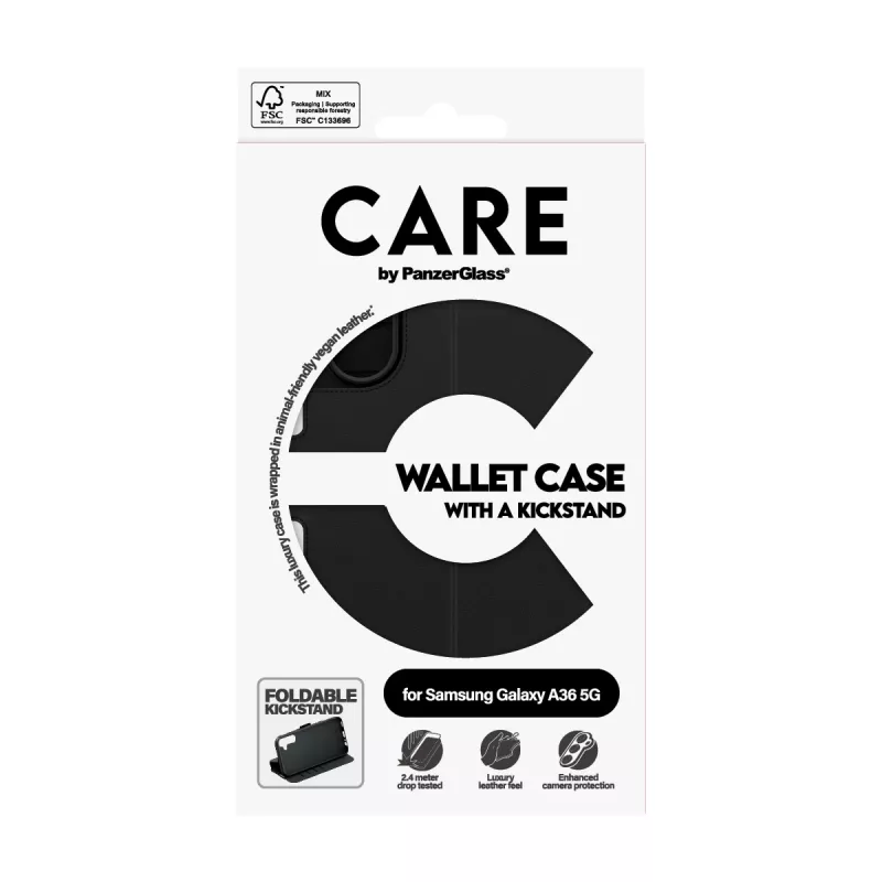 PanzerGlass CARE™ by ® Piniginės tipo dėklas su atramine kojele Samsung Galaxy A36 5G