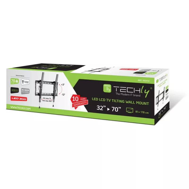 Techly ICA-PLB 59T TV laikiklis/stovas 177,8 cm (70 colių) juodas