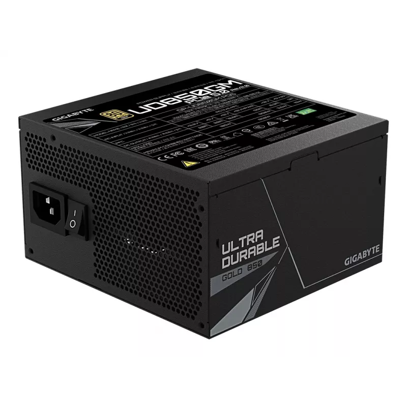GIGABYTE UD850GM PG5 V2 maitinimo blokas- PCIe Gen 5.1, 80 PLUS Gold, visiškai modulinis dizainas, 120 mm ventiliatorius, ATX 3.1 suderinamas, EU kištukas