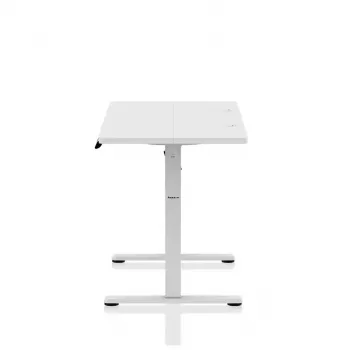 Žaidimų stalas huzaro Hero 8.1 — baltas elektrinis reguliuojamo aukščio stalas 120×60 cm, 720–1180 mm, 50 kg talpa, kabelių valdymas