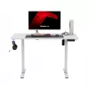 Žaidimų stalas huzaro Hero 8.1 — baltas elektrinis reguliuojamo aukščio stalas 120×60 cm, 720–1180 mm, 50 kg talpa, kabelių valdymas