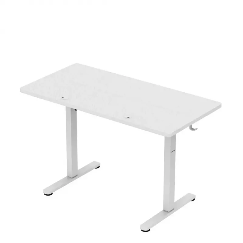 Žaidimų stalas huzaro Hero 8.1 — baltas elektrinis reguliuojamo aukščio stalas 120×60 cm, 720–1180 mm, 50 kg talpa, kabelių valdymas