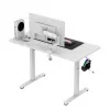 Žaidimų stalas huzaro Hero 8.1 — baltas elektrinis reguliuojamo aukščio stalas 120×60 cm, 720–1180 mm, 50 kg talpa, kabelių valdymas