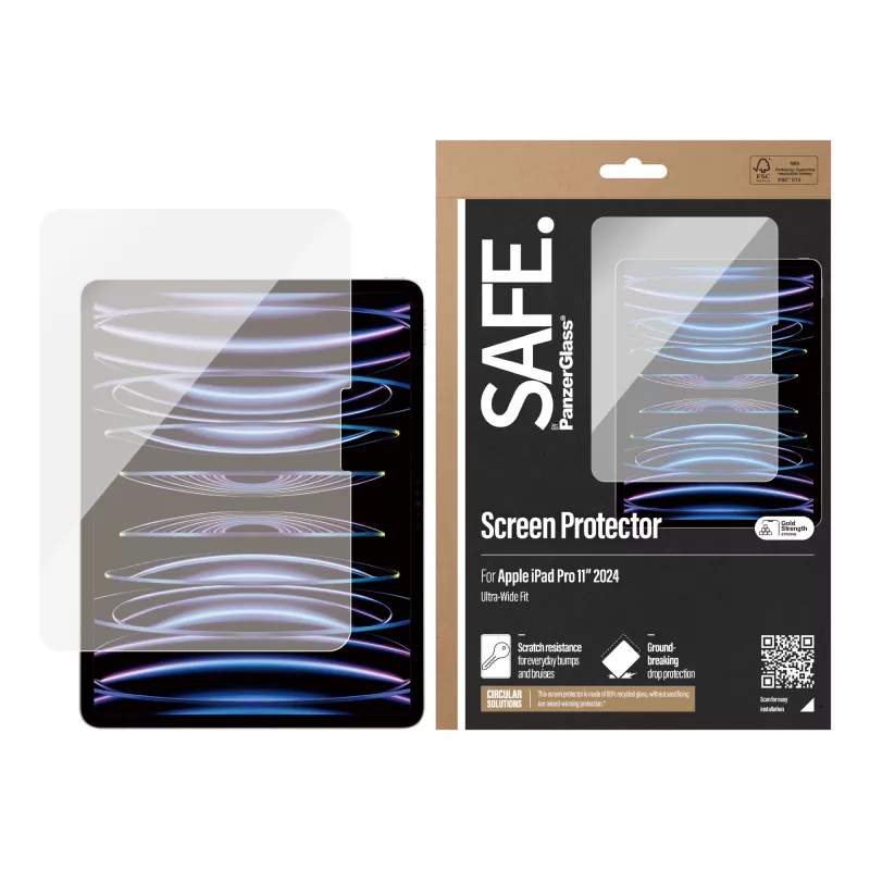 “PanzerGlass SAFE. by®” ekrano apsauga iPad Pro 11'' (2024-2025) | Itin platus pritaikymas
