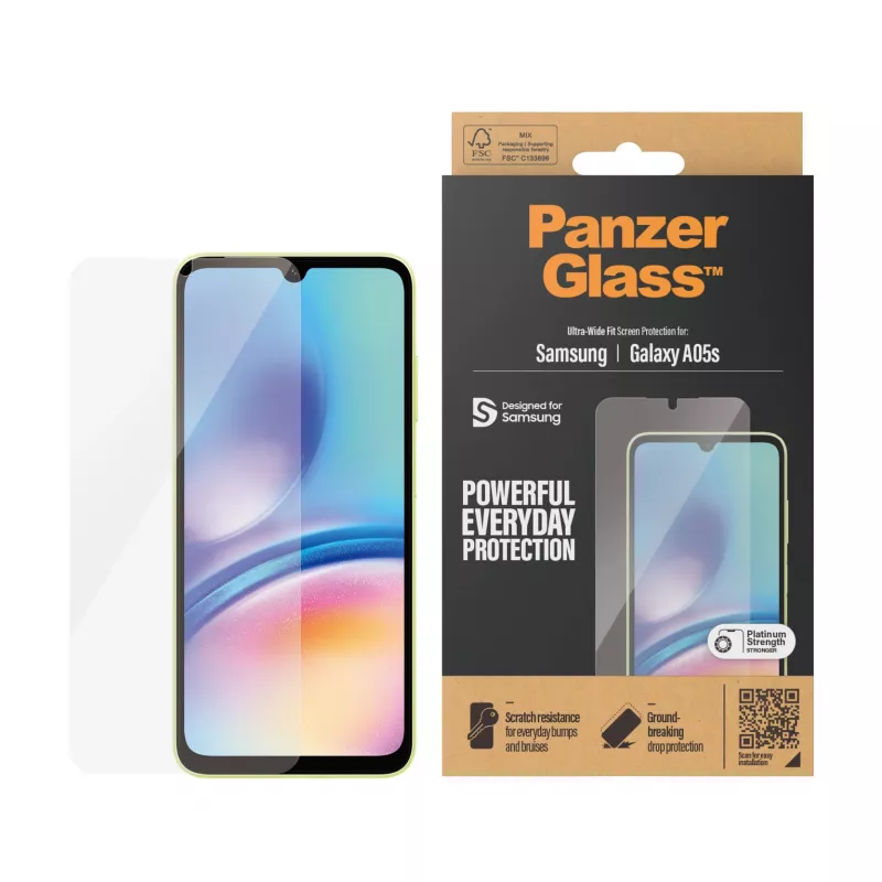 Ekrano apsauga PanzerGlass 7343, skirta Samsung Galaxy A05S, antibakterinė, atspari įbrėžimams