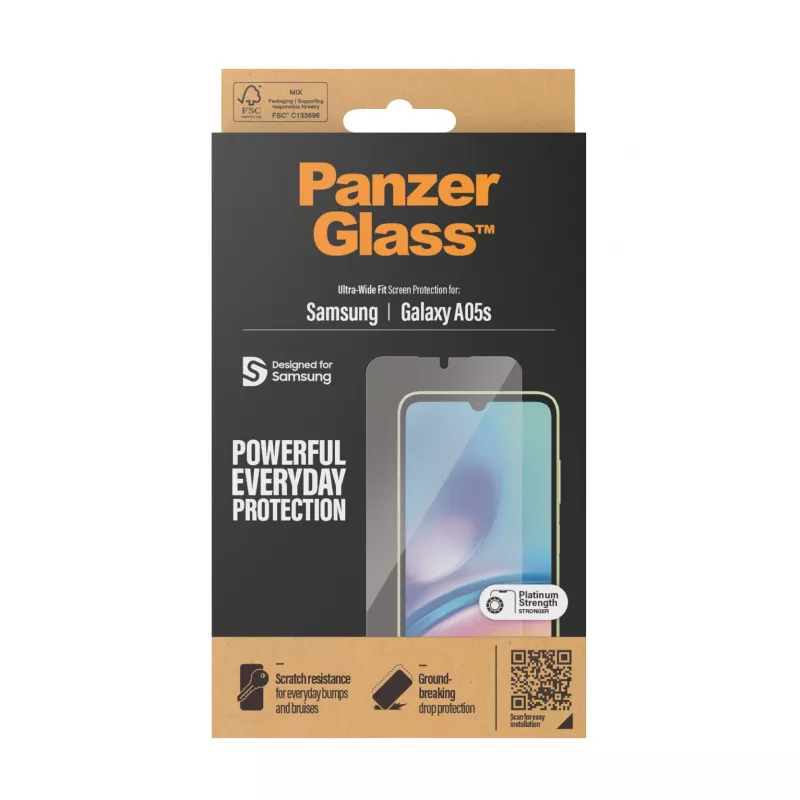 Ekrano apsauga PanzerGlass 7343, skirta Samsung Galaxy A05S, antibakterinė, atspari įbrėžimams