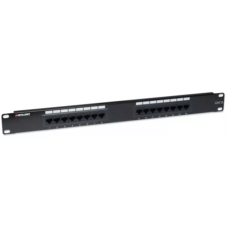 Intellinet Patch Panel, Cat6, UTP, 16 prievadų, 1U, juodas