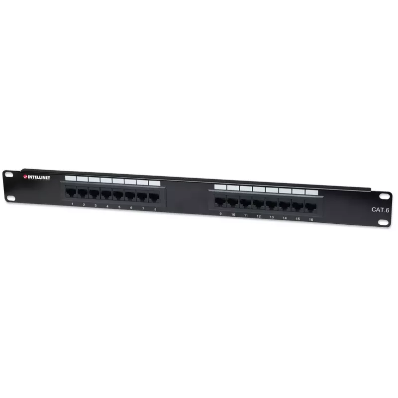 Intellinet Patch Panel, Cat6, UTP, 16 prievadų, 1U, juodas