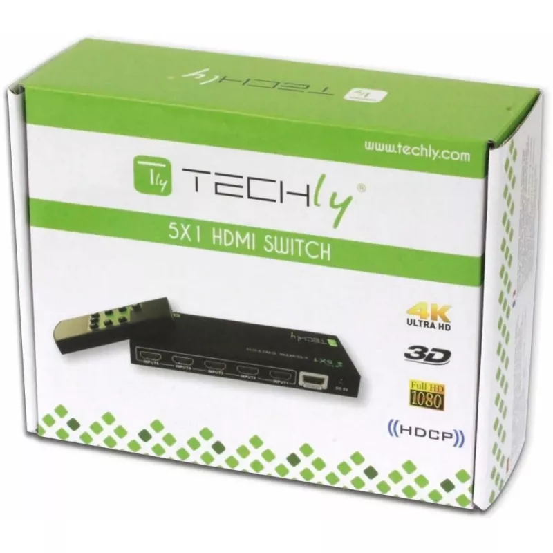 Techly 5 IN 1 OUT HDMI jungiklis su nuotolinio valdymo pulteliu, 4Kx2K, 3D IDATA HDMI-4K51
