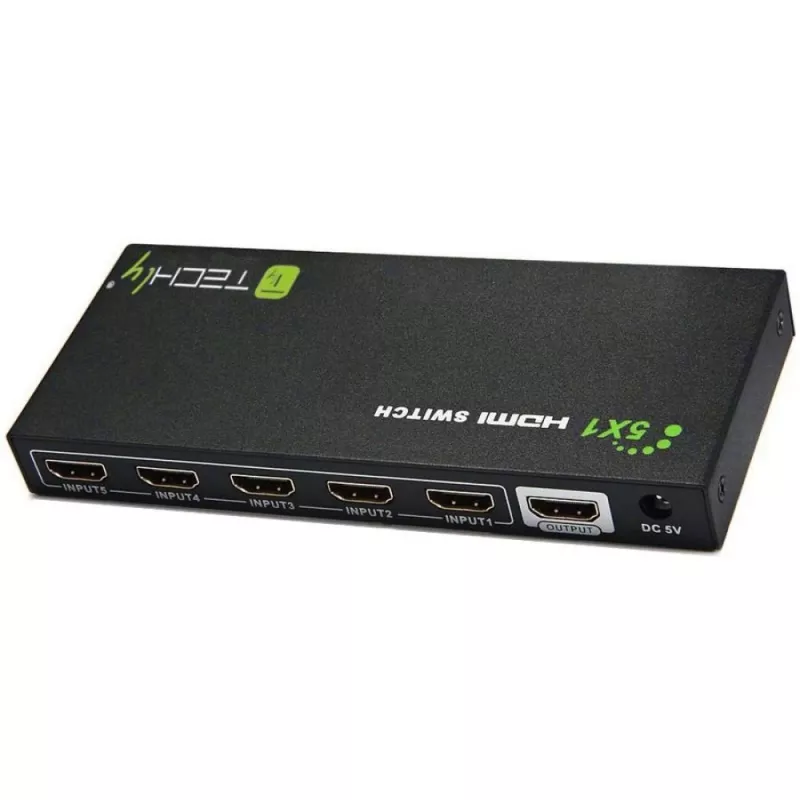 Techly 5 IN 1 OUT HDMI jungiklis su nuotolinio valdymo pulteliu, 4Kx2K, 3D IDATA HDMI-4K51