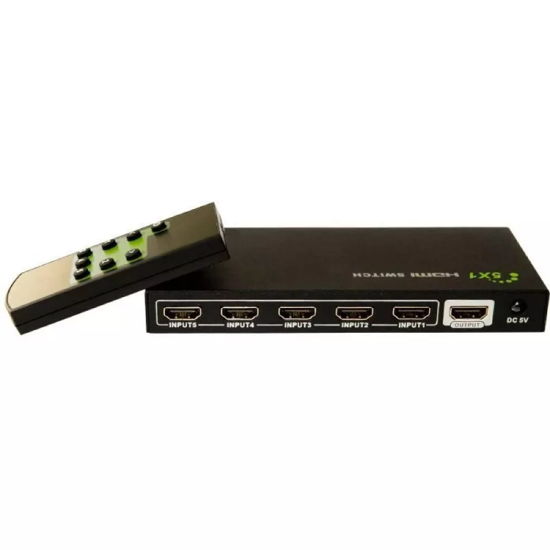 Techly 5 IN 1 OUT HDMI jungiklis su nuotolinio valdymo pulteliu, 4Kx2K, 3D IDATA HDMI-4K51