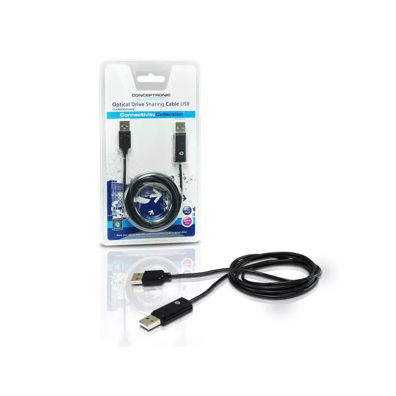 Conceptronic optinio įrenginio bendrinimo kabelis USB, 1,8 m, juodas, USB A, USB A, kištukas/kištukas, 20 g