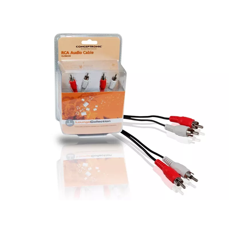 Conceptronic RCA garso kabelis, RCA, kištukas, RCA, kištukas, 5 m, juodas