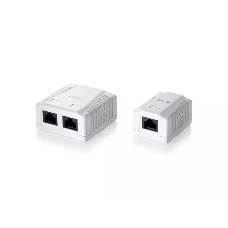 Equip 2 prievadų Cat.5e paviršinio montavimo dėžutė, RJ-45, 5e, balta, 59 mm, 29,5 mm, 61 mm