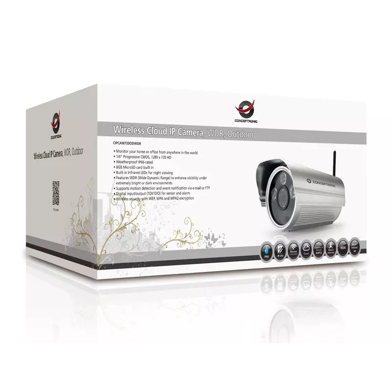 Conceptronic belaidė debesų IP kamera, WDR, lauko, Bullet, Kinija, 100 mm, 247 mm, 95 mm, 1,13 kg