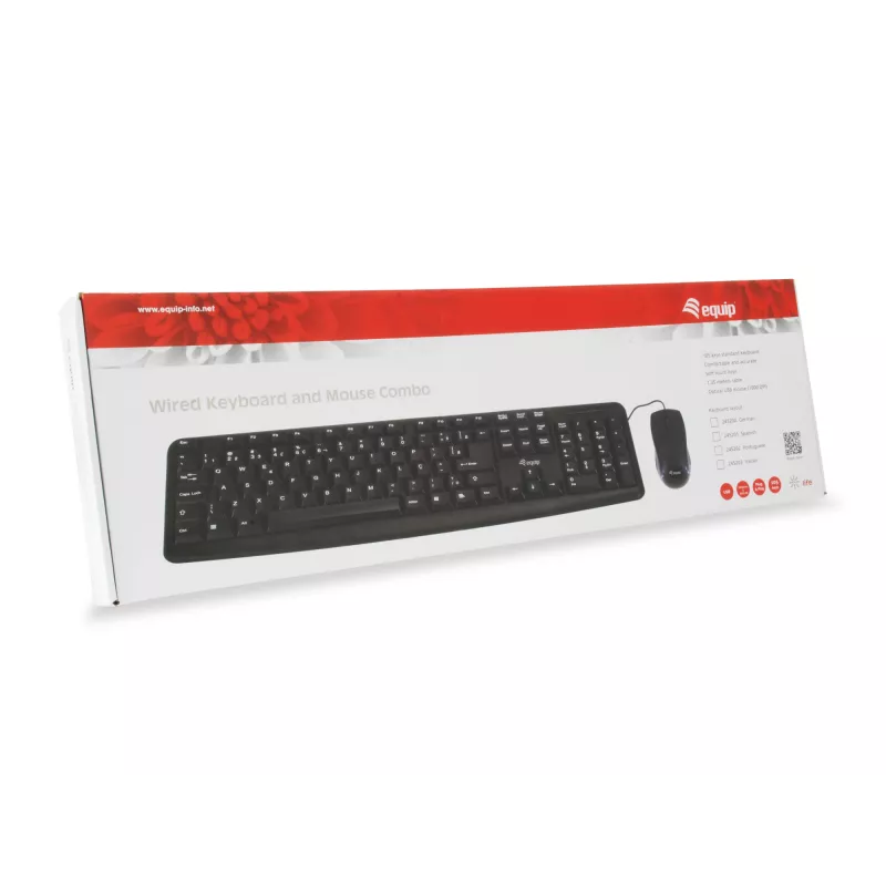 Equip 245200 klaviatūra, pelė įskaičiuota, biuro, USB, QWERTZ, vokiška, juoda