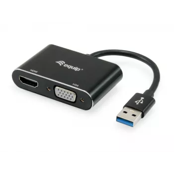 Equip USB 3.0 į HDMI/VGA (HD15) adapteris, 3.2 Gen 1 (3.1 Gen 1), USB Type-A, HDMI išvestis, 1920 x 1080 pikselių