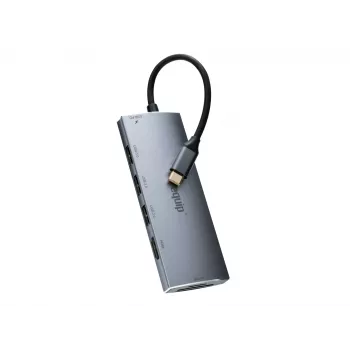 Equip USB-C 7-in-1 daugiafunkcis adapteris, USB 3.2 Gen 1 (3.1 Gen 1) Type-C, 100 W, sidabrinis, MicroSD (TransFlash), MicroSDHC, SD, SDHC, 4K Ultra HD, 30 Hz