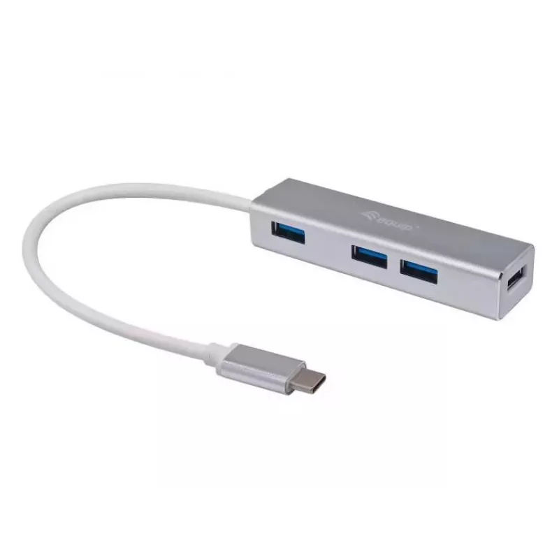 Equip USB-C į 4 prievadų USB 3.0 šakotuvas, USB 3.2 Gen 1 (3.1 Gen 1) Type-C, USB 3.2 Gen 1 (3.1 Gen 1) Type-A, 5000 Mbit/s, sidabrinis, aliuminis, Windows 10, Windows 7, Windows 8