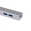 Equip USB-C į 4 prievadų USB 3.0 šakotuvas, USB 3.2 Gen 1 (3.1 Gen 1) Type-C, USB 3.2 Gen 1 (3.1 Gen 1) Type-A, 5000 Mbit/s, sidabrinis, aliuminis, Windows 10, Windows 7, Windows 8
