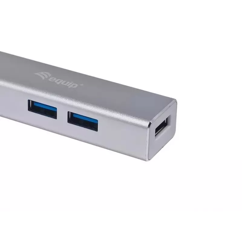 Equip USB-C į 4 prievadų USB 3.0 šakotuvas, USB 3.2 Gen 1 (3.1 Gen 1) Type-C, USB 3.2 Gen 1 (3.1 Gen 1) Type-A, 5000 Mbit/s, sidabrinis, aliuminis, Windows 10, Windows 7, Windows 8